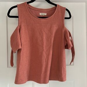 Madewell cold shoulder tie sleeve top